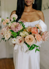 Close-up of the Chelle bridal bouquet with pastel flowers and roses