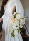Close up of a bride holding a Haven bridal bouquet